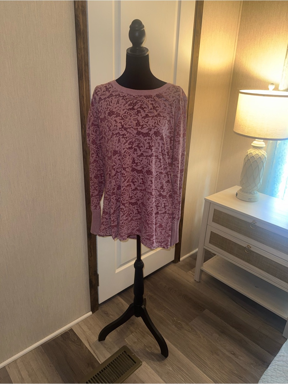 Maurices Mauve Pink Burnout Long-Sleeve Top